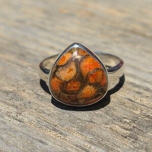 Copper Red Turquoise 925 Ring